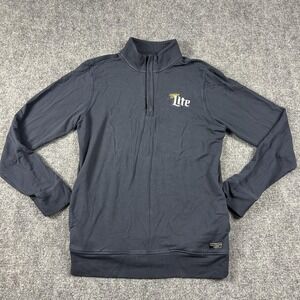 Travis Mathew Sweatshirt Mens Small Blue 1/4 Zip Miller Lite Beer Golf Pullover